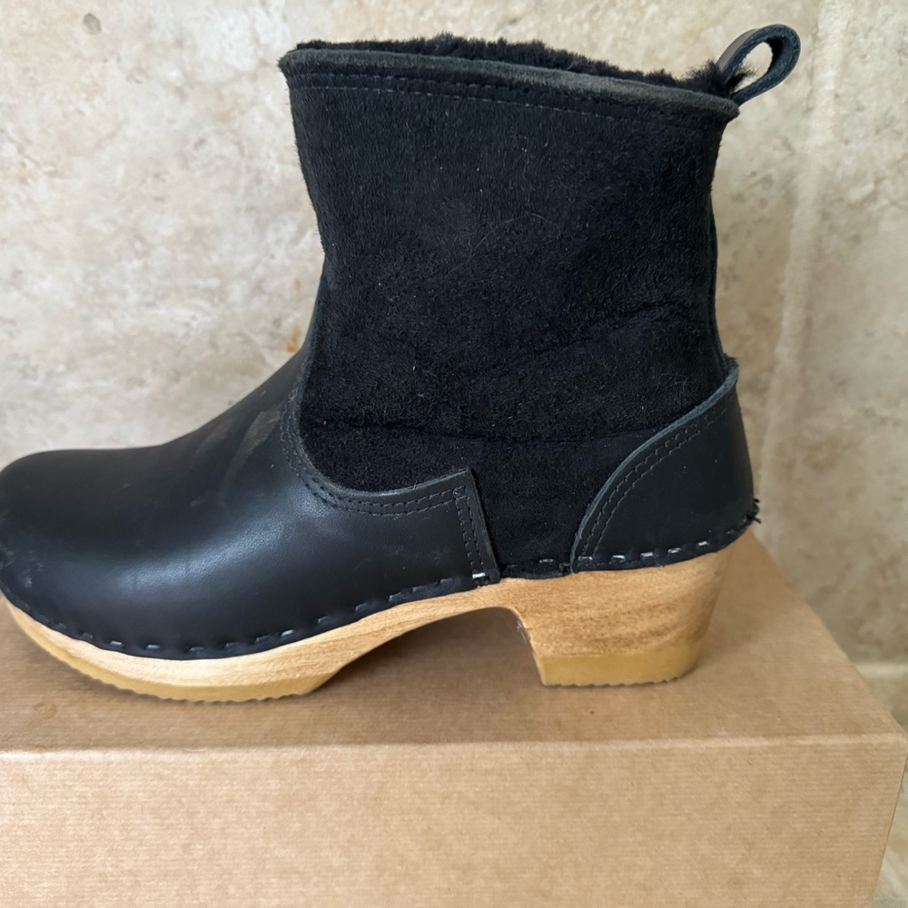 No. 6 Black Leather and Suede Ankle Boots